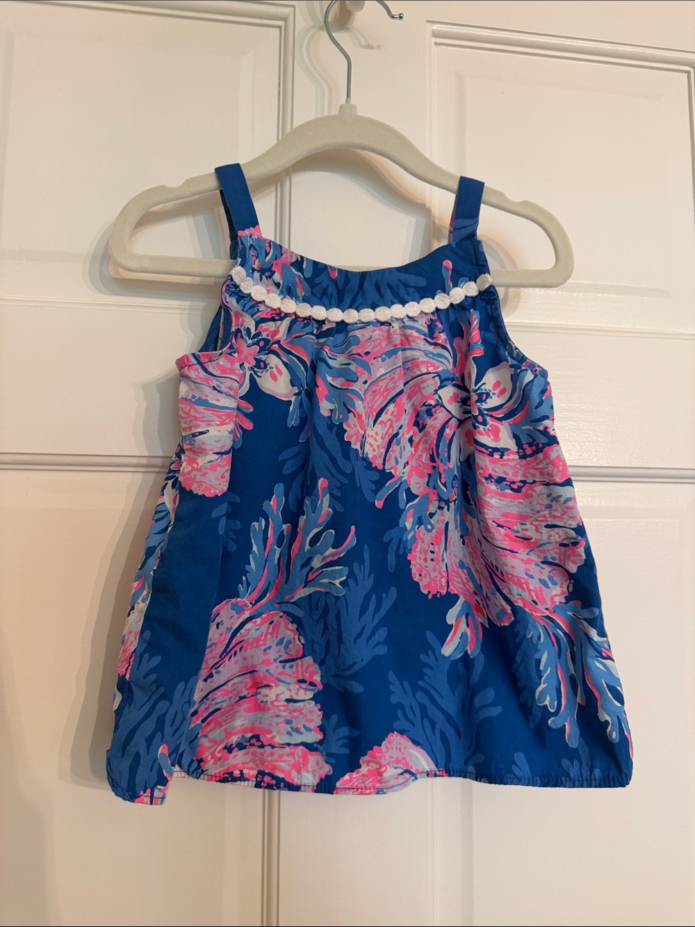 Lilly Pulitzer Blue Tank Top with Pink Floral Print